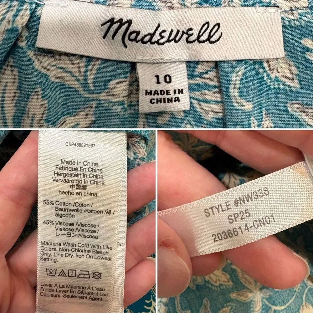 Madewell Scoop Neck Puff Sleeve Top Eloise Ditsy Floral Size 10